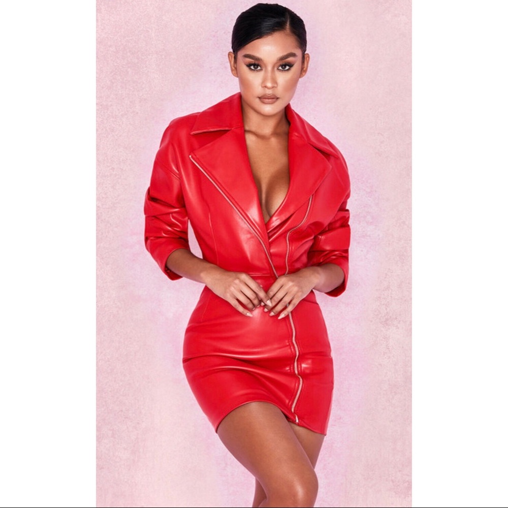 House of CB Red Leather Dress❣️